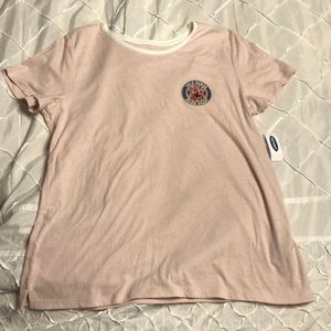 Old Navy Short Sleeve Embroidered Baby Pink Tee